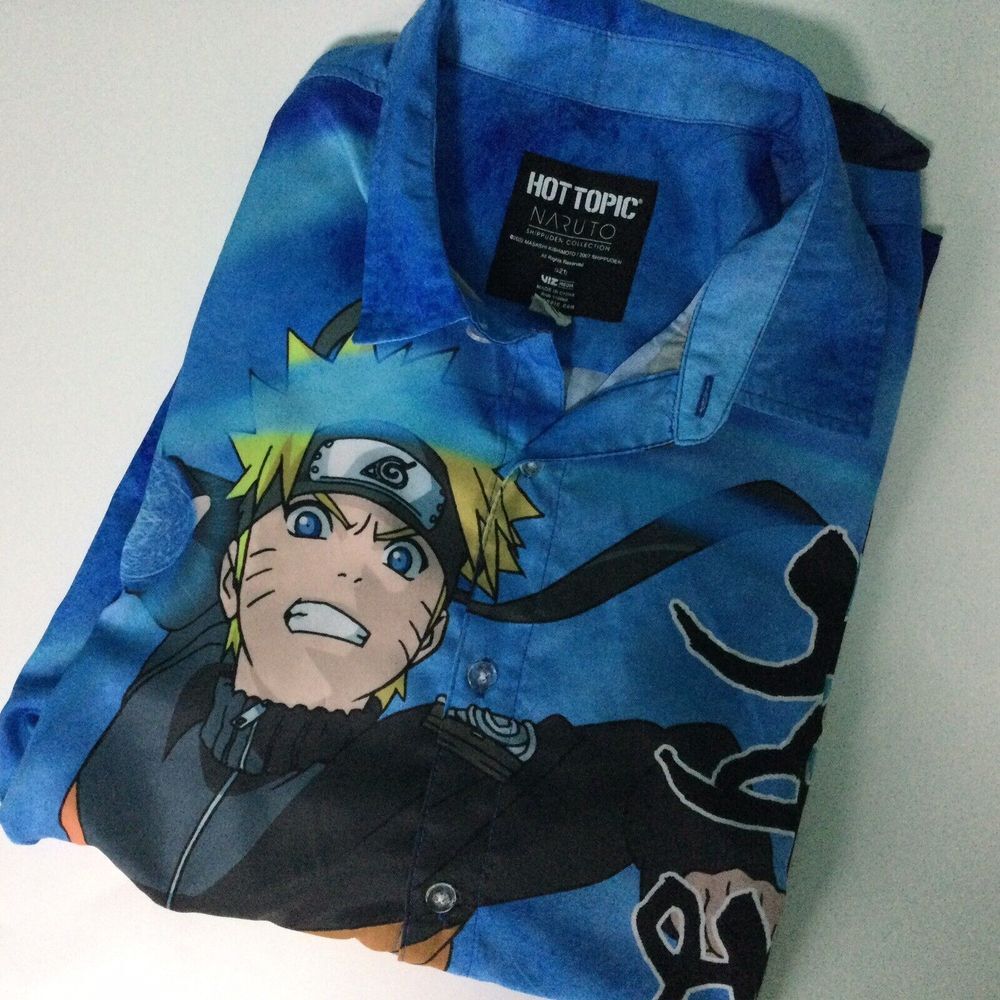 Hot Topic "Naruto"‎ Button Up Mens Shirt Xl Full Graphic Front And Back